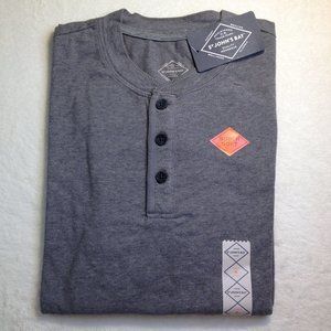 St. John's Bay Men's Sm.Long sleeve Legacy Henley Grey Heather